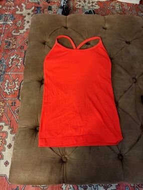 Red Ribbed Strappy Women's Tank Top